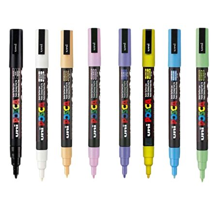 Uni Posca Marker Kalem PC-3M (0.9-1.3mm) 8'li Set Soğuk Renkler