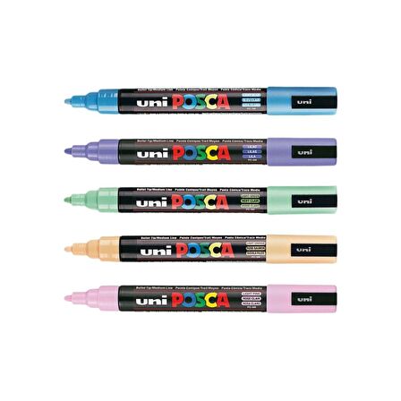 Uni Posca Marker Kalemi PC-5M (1.8-2.5mm) 5'li Set Açık Tonlar