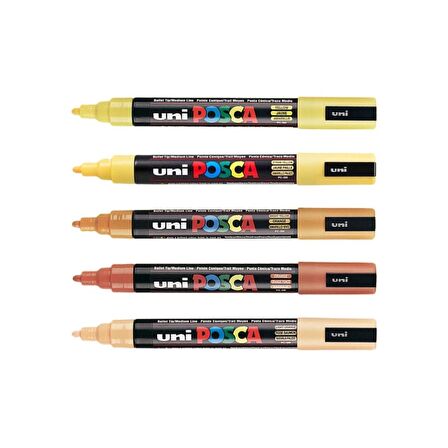 Uni Posca Marker Kalemi PC-5M (1.8-2.5mm) 5'li Set Sarı Tonları