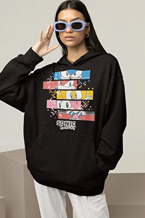 Sonic The Hedgehog Baskılı Unisex Oversize Çizgi Film Hoodie