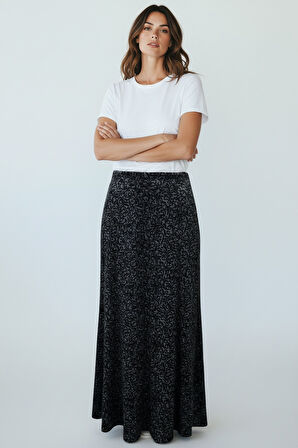 KADIN BELİ LASTİKLİ DESENLİ SEKİZ PARÇA BALIK ETEK