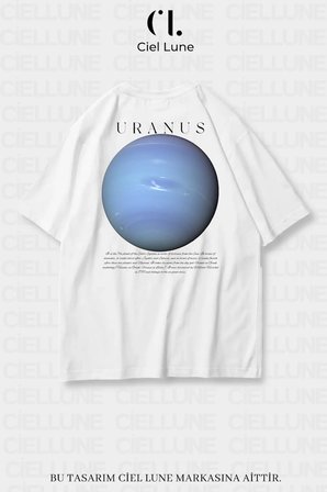 unisex kadın erkek uranüs baskılı özel tasarım oversize t-shirt
