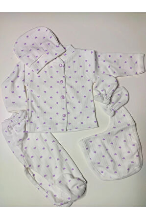 Bebek hastane çıkış 5 li set kalpli desen