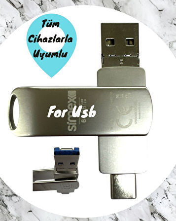 Type C Flash Bellek Xiaomi Redmi Oppo Vivo Samsung Uyumlu 256 Gb Otg Usb TypeC Flash Bellek Disk 