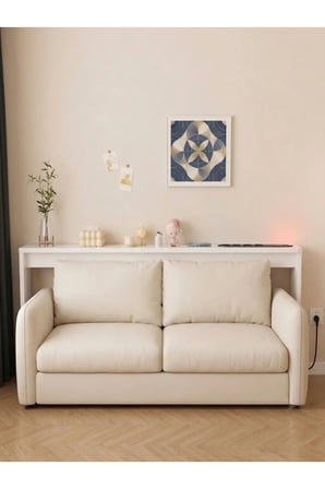 Café Royale Vintage & USB-Tech Konsol Raf - 3 USB + 4 Priz Girişli MDF Koltuk Arkası Raf Beyaz 100x85x12