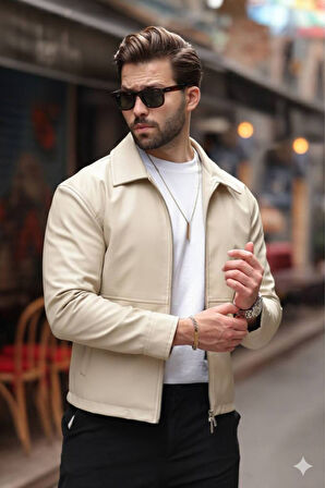Basic Oversize Deri Ceket - Çift Fermuarlı İkonik Tasarım