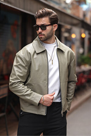 Basic Oversize Deri Ceket - Çift Fermuarlı İkonik Tasarım