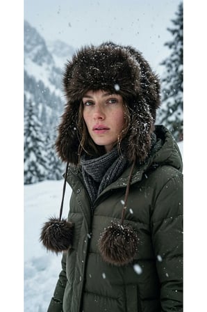 Rus Şapkası Kadın Ushanka Kürk Kalpak - Soğuk Geçirmez Kulaklı Ponponlu Kışlık Şapka