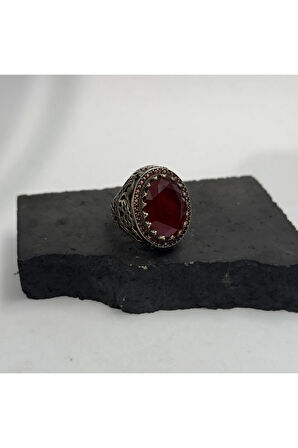 Garnet Kırmızı Paraiba Taşlı Gümüş Yüzük 925 gram