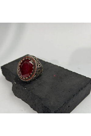 Garnet Kırmızı Paraiba Taşlı Gümüş Yüzük 925 gram