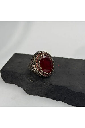 Garnet Kırmızı Paraiba Taşlı Gümüş Yüzük 925 gram