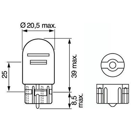 Bosch Dipsiz Ampul T20 12V 21/5W 2 Adet