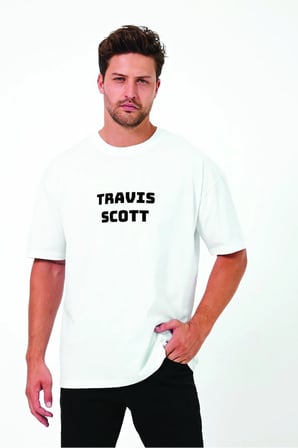 Lenithra Travis Scott Utopia Sırt Baskılı Unisex Oversize T-shirt Beyaz / M