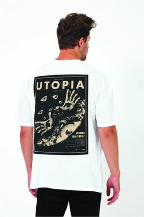 Lenithra Travis Scott Utopia Sırt Baskılı Unisex Oversize T-shirt Beyaz / L