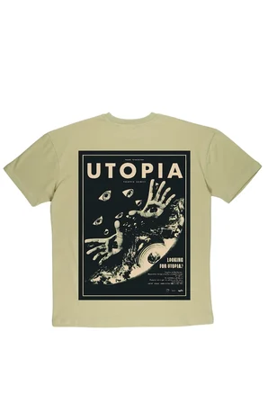 Lenithra Travis Scott Utopia Sırt Baskılı Unisex Oversize T-shirt Bej / 2XL