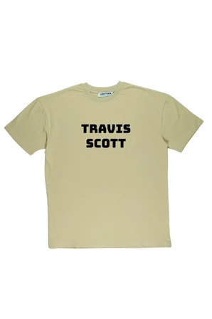 Lenithra Travis Scott Utopia Sırt Baskılı Unisex Oversize T-shirt Bej / 2XL