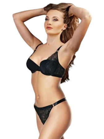 DoReMi Dark Intence Push-up Dolgulu Dantel Detaylı Sütyen