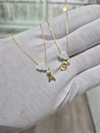 925 Ayar Papatya silver kişiye özel harfli bulut kolye.bulut kolye.rose.gold.rodaj