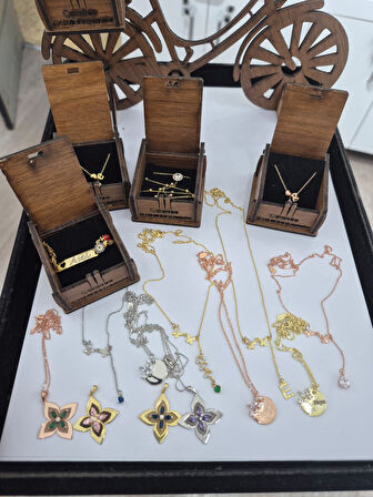 925 Ayar Papatya silver nano zirkon taşlı lilyum çiçeği kolye.rose.gold.rodaj