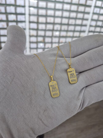 925 Ayar Papatya silver kişiye özel isimli 0,1 ct pırlanta külçe kolye.rose.gold.rodaj 