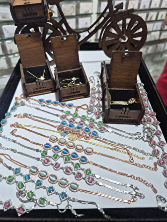 925 Ayar Papatya silver kedi gözlü taşlı ithal bileklik.rose.gold.rodaj