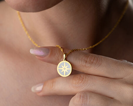 925 ayar özel pırlanta beyaz kutup yıldızı kolye