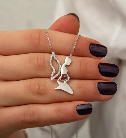 925 Ayar Papatya silver Anne Bebek kolye.rose.gold.rodaj