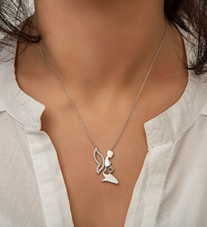 925 Ayar Papatya silver Anne Bebek kolye.rose.gold.rodaj