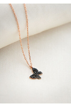 925 Ayar Papatya silver doğum taşlı mini kelebek kolye.kişiye özel kelebek kolye.rose.gold.rodaj