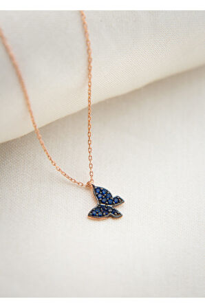 925 Ayar Papatya silver doğum taşlı mini kelebek kolye.kişiye özel kelebek kolye.rose.gold.rodaj