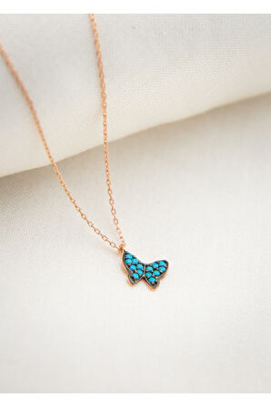 925 Ayar Papatya silver doğum taşlı mini kelebek kolye.kişiye özel kelebek kolye.rose.gold.rodaj