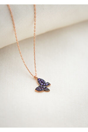 925 Ayar Papatya silver doğum taşlı mini kelebek kolye.kişiye özel kelebek kolye.rose.gold.rodaj