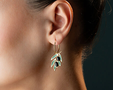 925 Ayar Papatya Silver onix taşlı zeytin küpe kolye set.rose.gold.rodaj