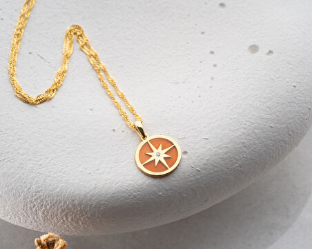 925 ayar özel pırlanta turuncu kutup yıldızı