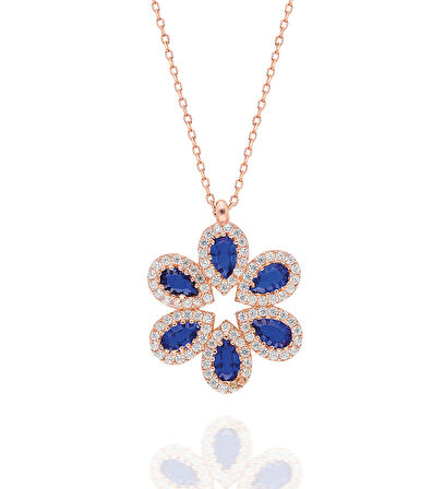 925 Ayar Papatya Silver çiçek kolye.rose.gold.rodaj