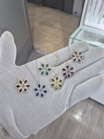 925 Ayar Papatya Silver çiçek kolye.rose.gold.rodaj