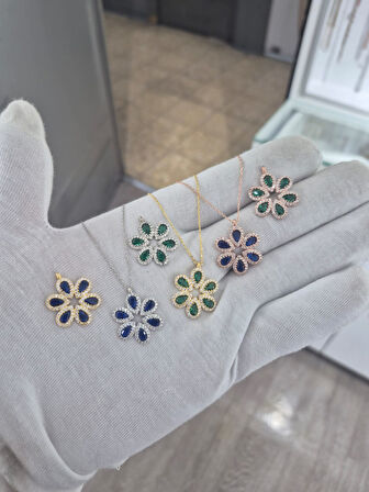 925 Ayar Papatya Silver çiçek kolye.rose.gold.rodaj