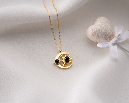 925 Ayar Papatya Silver ay güneş kolye.incili kolye.rose.gold.rodaj