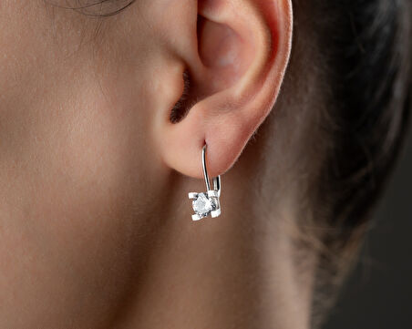 925 Ayar Papatya Silver Tektaş küpe.rose.gold.rodaj