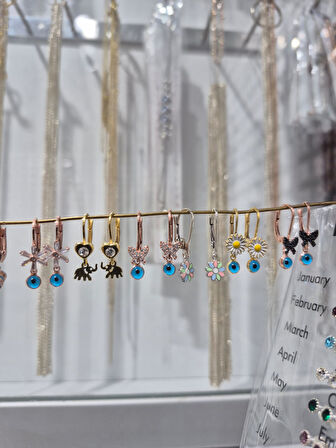 925 Ayar Papatya Silver Tektaş küpe.rose.gold.rodaj