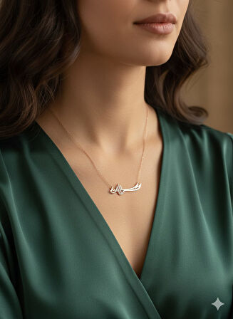 925 Ayar Papatya Silver zülfikar kılıç kolye.rose.gold.rodaj