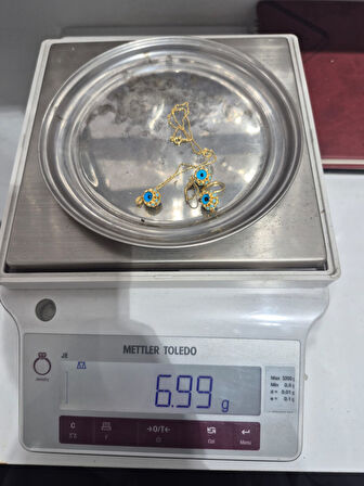 925 Ayar Papatya Silver firuze taşlı nazar göz takım.rose.gold.rodaj