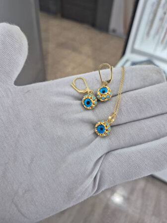 925 Ayar Papatya Silver firuze taşlı nazar göz takım.rose.gold.rodaj