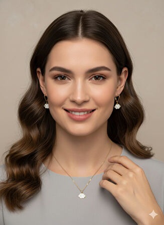 925 Ayar Papatya Silver gülen yüzlü bulut takım.rose.gold.rodaj