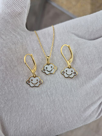 925 Ayar Papatya Silver gülen yüzlü bulut takım.rose.gold.rodaj