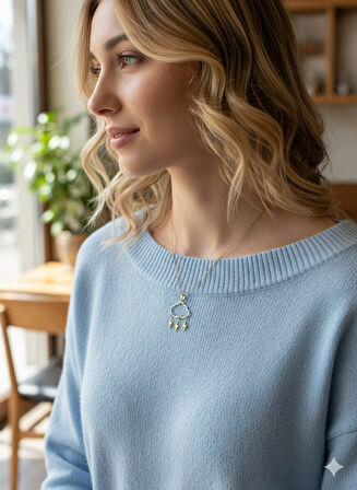 Papatya Silver 925 Ayar Kristal Kesimli Bulut Kolye