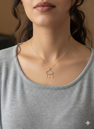 Papatya Silver 925 Ayar Kristal Kesimli Bulut Kolye