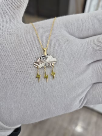 925 Ayar Papatya Silver Kristal Bulut Özel Tasarım Kolye.Zarif Bulut Kolye.rose.gold.rodaj 