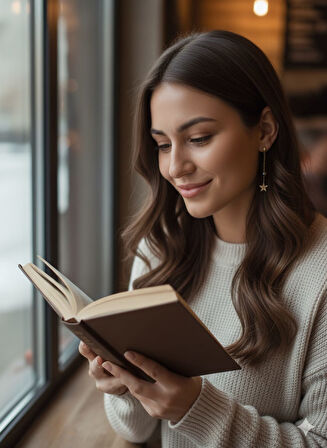 925 Ayar Papatya Silver nazar gözlü yıldız küpe.rose.gold.rodaj