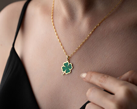 925 ayar özel pırlanta yonca kolye